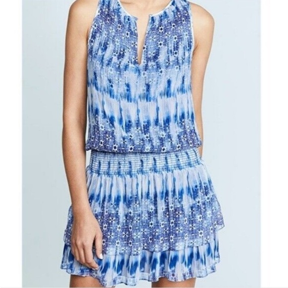 Ramy Brook Jordana Silk Blue and White Mini Dress XS - Picture 3 of 12